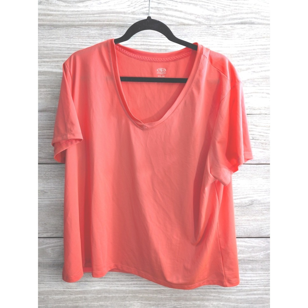 Athletic Works Dri-Works Tee PLus Size XXXL Size Coral V Neck T Shirt Top Shirt
